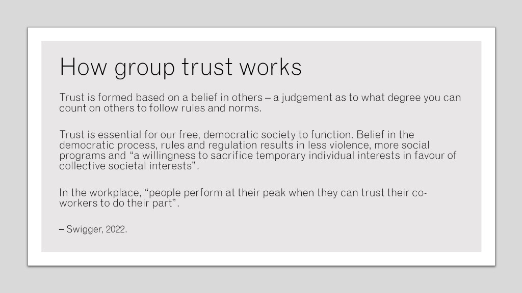 Some commetns on the value of trust